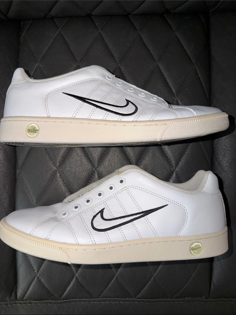 Nike Men’s White Sneakers with Black Swoosh